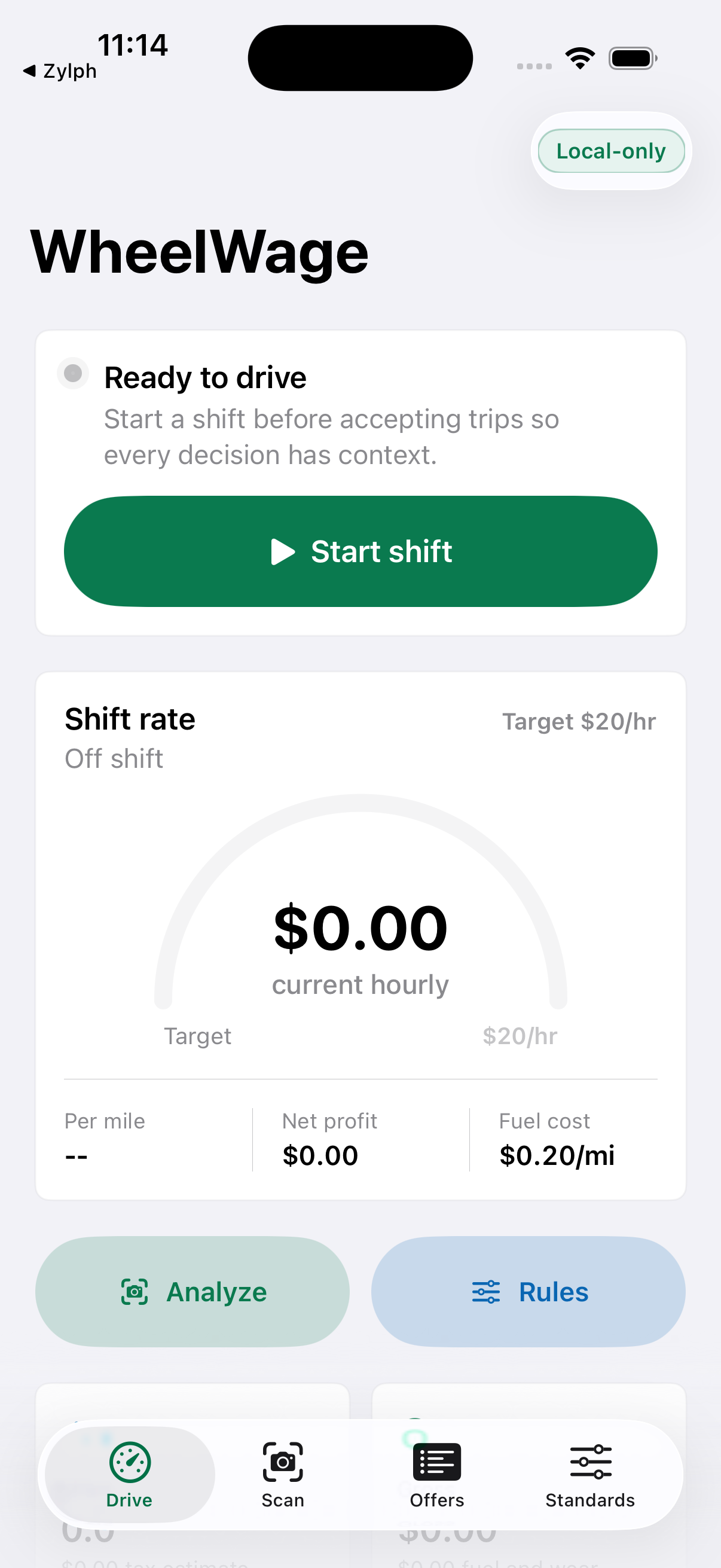 WheelWage standards screen with editable driver targets